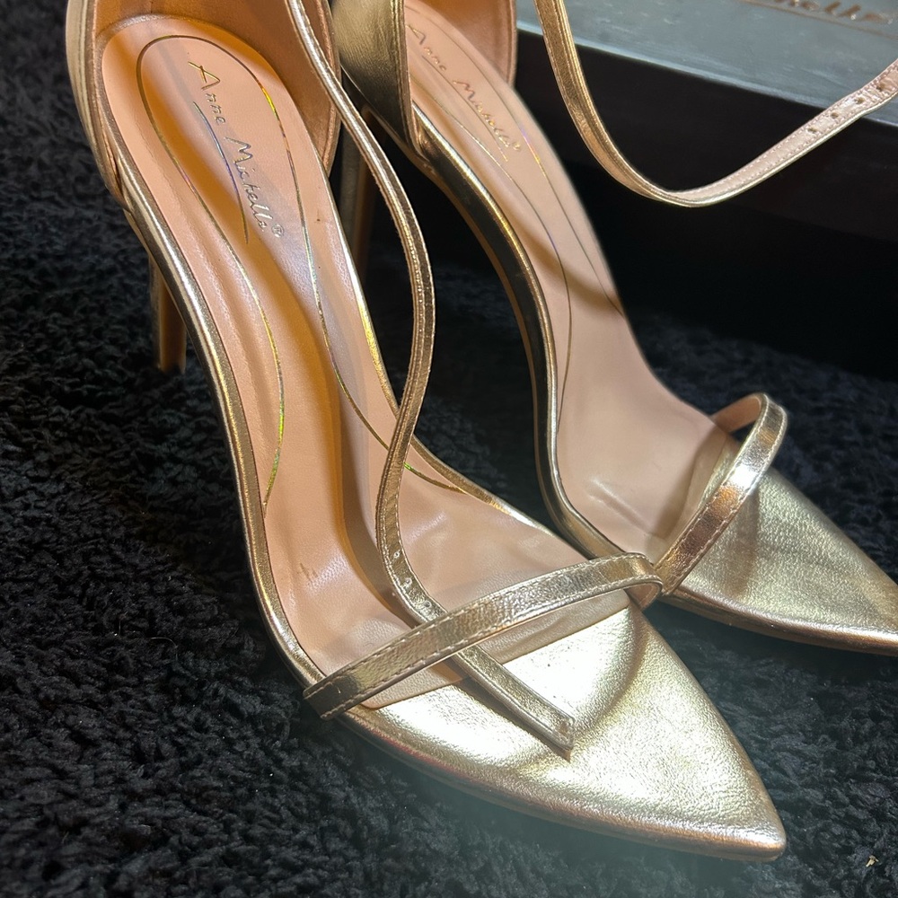 Anne Michelle Metallic Gold Pointed Heels